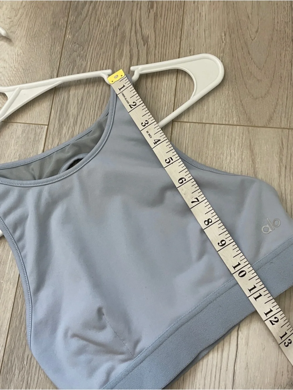 Alo Longline Bra high neck incline mesh back womens Blue (xsmall) activewear